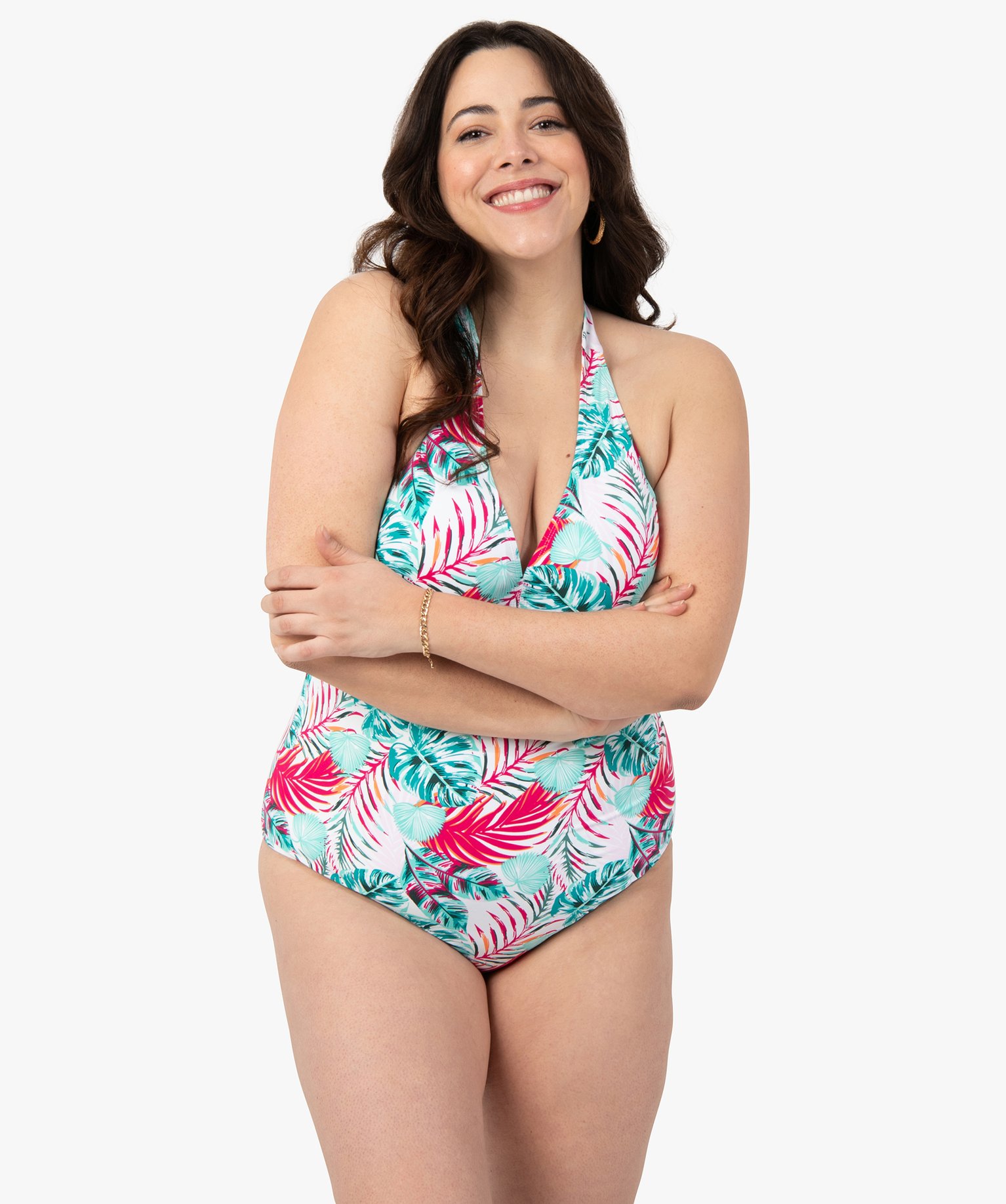 Maillot de bain femme grande taille 1 pièce imprimé feuillage imprime | GEMO