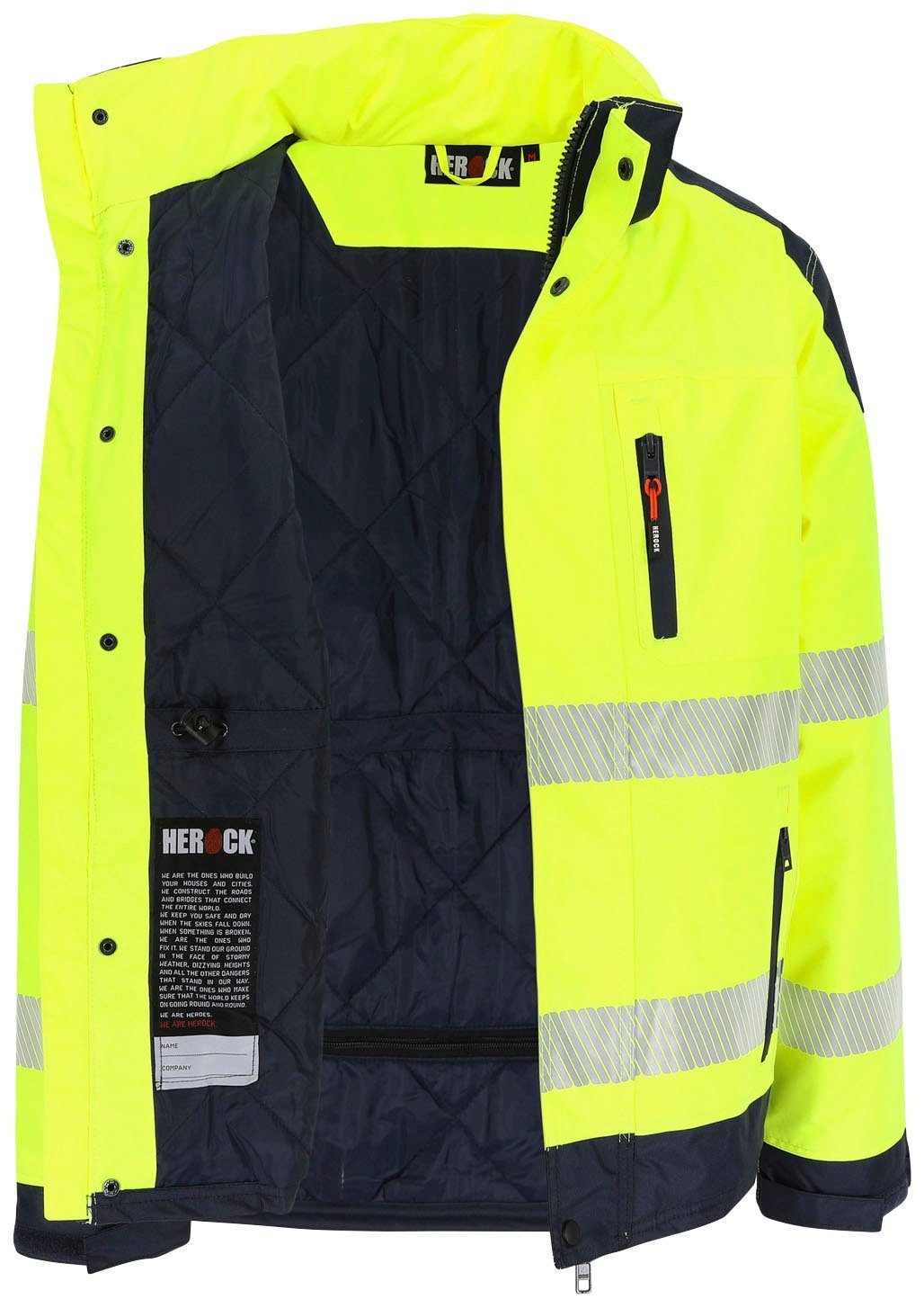 Herock Arbeitsjacke Hodor HIGH VIZ Regenjacke, atmungsaktiv, winddicht, viele Reissverschlusstaschen