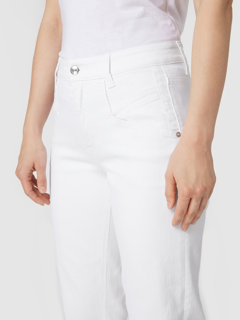 Cropped High Waist Jeans im Straight Fit in weiß