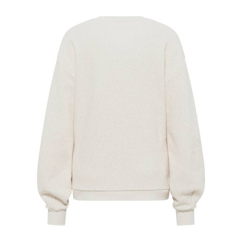 SOMWR Puffy Sleeve Sweater With Contrast Neck Rundhalspullover Damen