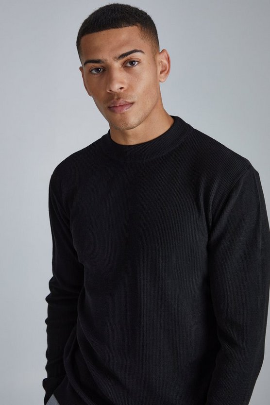 Gerippter Rollkragenpullover