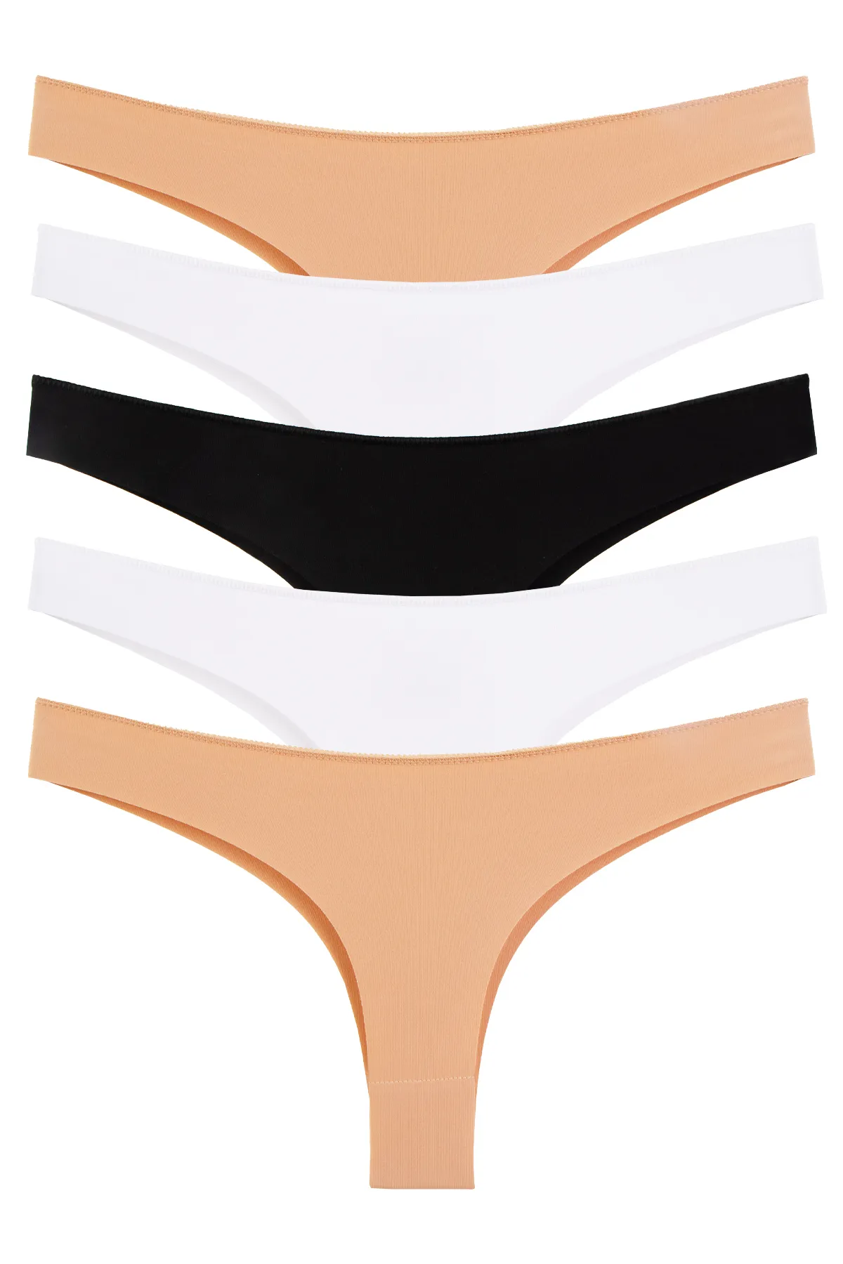 Nicoletta  Damenhöschen Brazillian Tanga, lasergeschnitten, flexibel, nicht abfärbend, 5er-Pack, MIXCOLOR