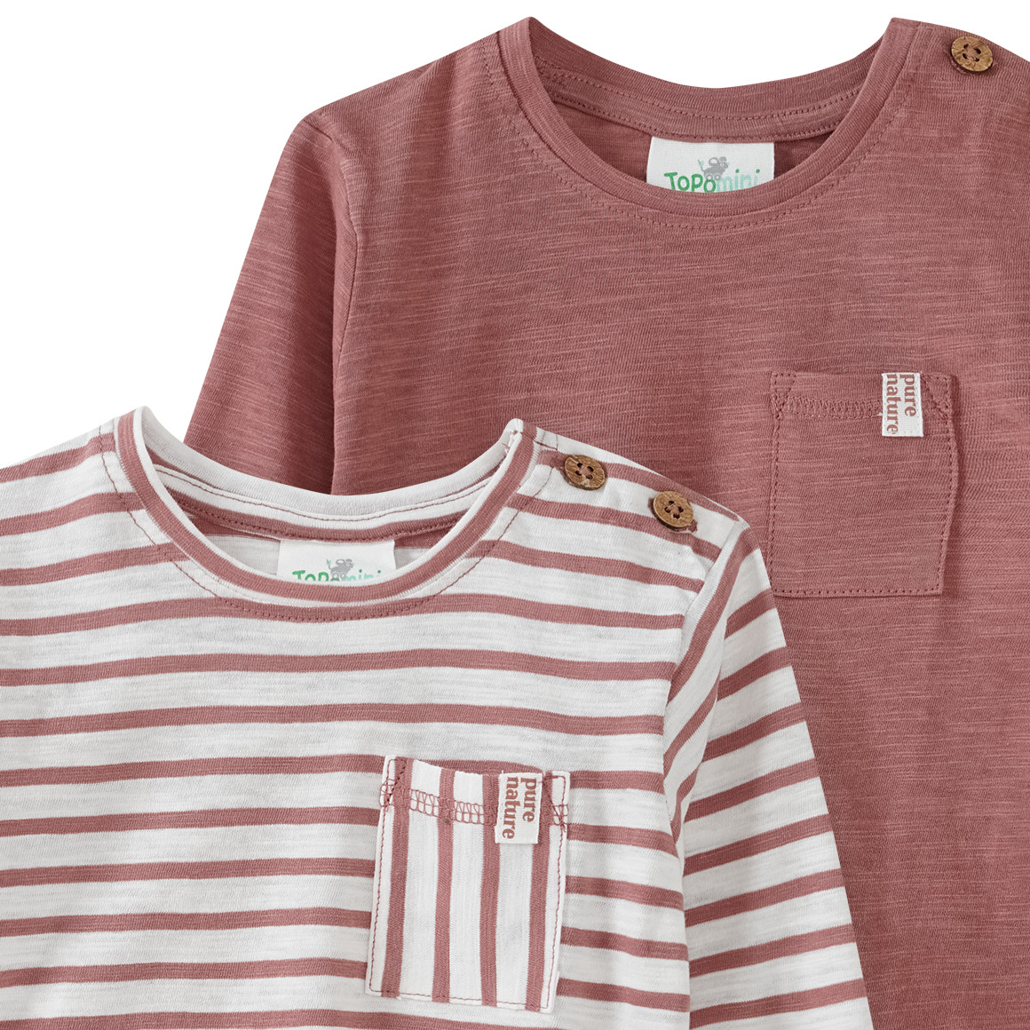 2 Baby Langarmshirts mit Flammgarn