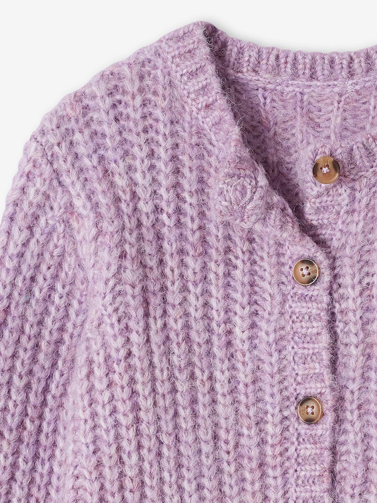 Gilet loose en maille mousseuse fille lilas
