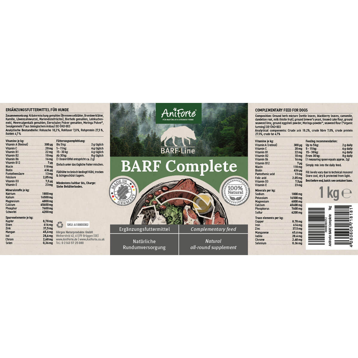 Aniforte Ergänzungsfutter & Aufzucht Aniforte BARF Complete 500 g 1 kg