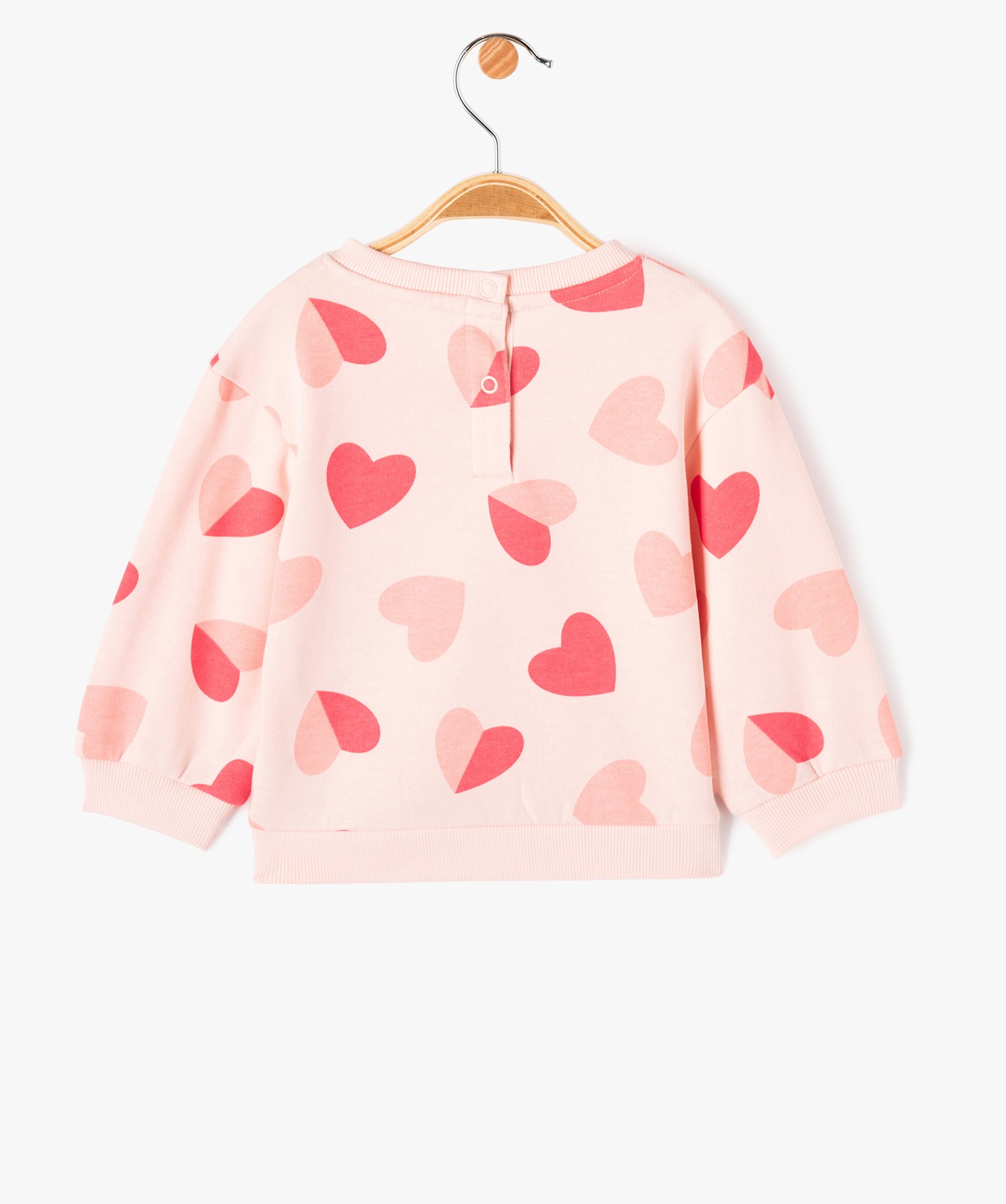 Sweat molletonné avec motifs et message bébé fille rose | GEMO