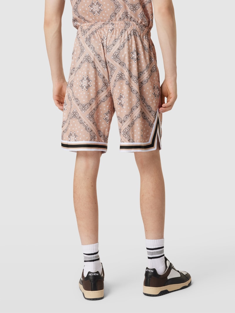 Bermudas mit Allover-Muster Modell 'Varsity' in beige