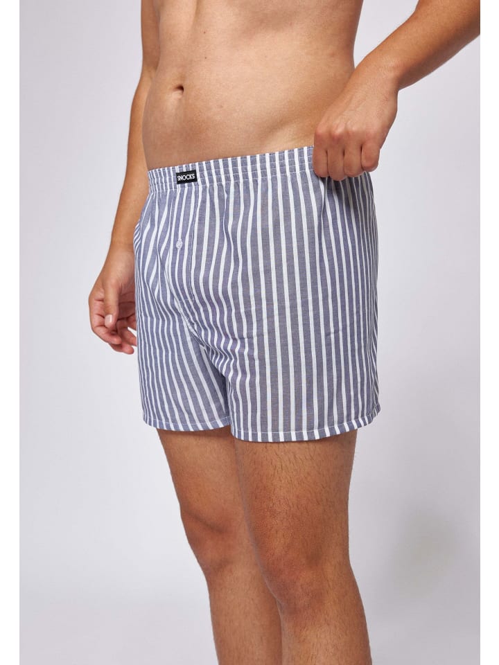 SNOCKS American Woven Boxershorts aus Bio-Baumwolle 3 Stück in Stripe günstig kaufen