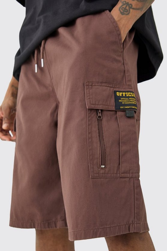 Tall lockere Twill Cargo-Shorts mit Reißverschluss-Detail