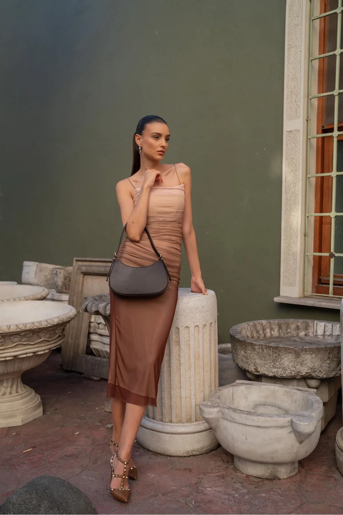Madamra  Braune Baguette-Tasche für Damen