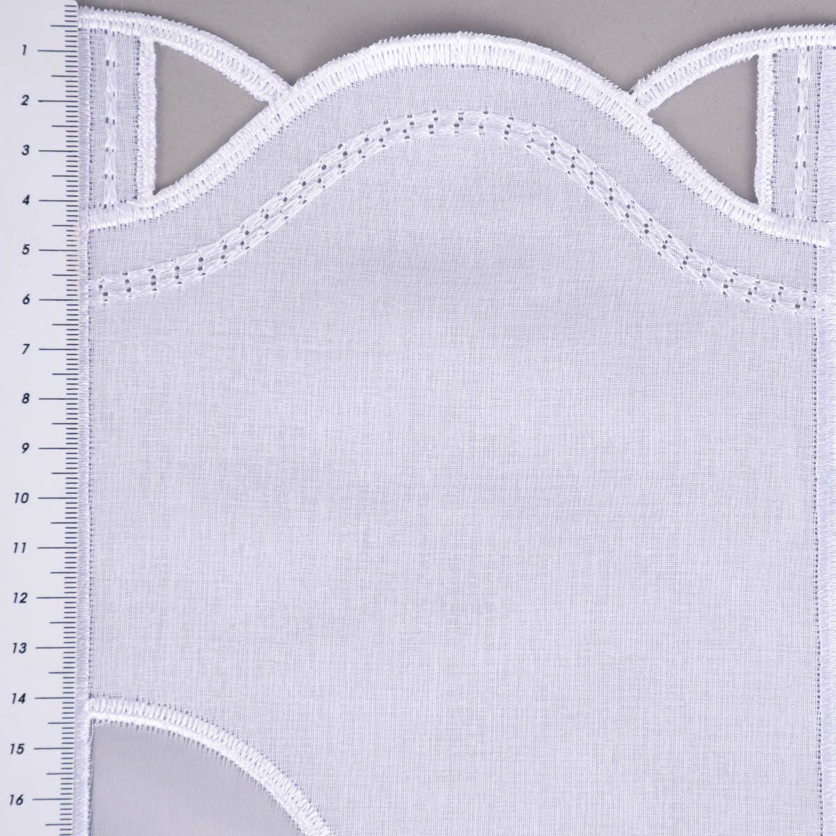 Meterware Scheibengardine Organza nähfrei Stickerei Blumen weiß beige 50cm, SCHÖNER LEBEN., stark perforiert, Stickerei/Stickstoff, bestickt