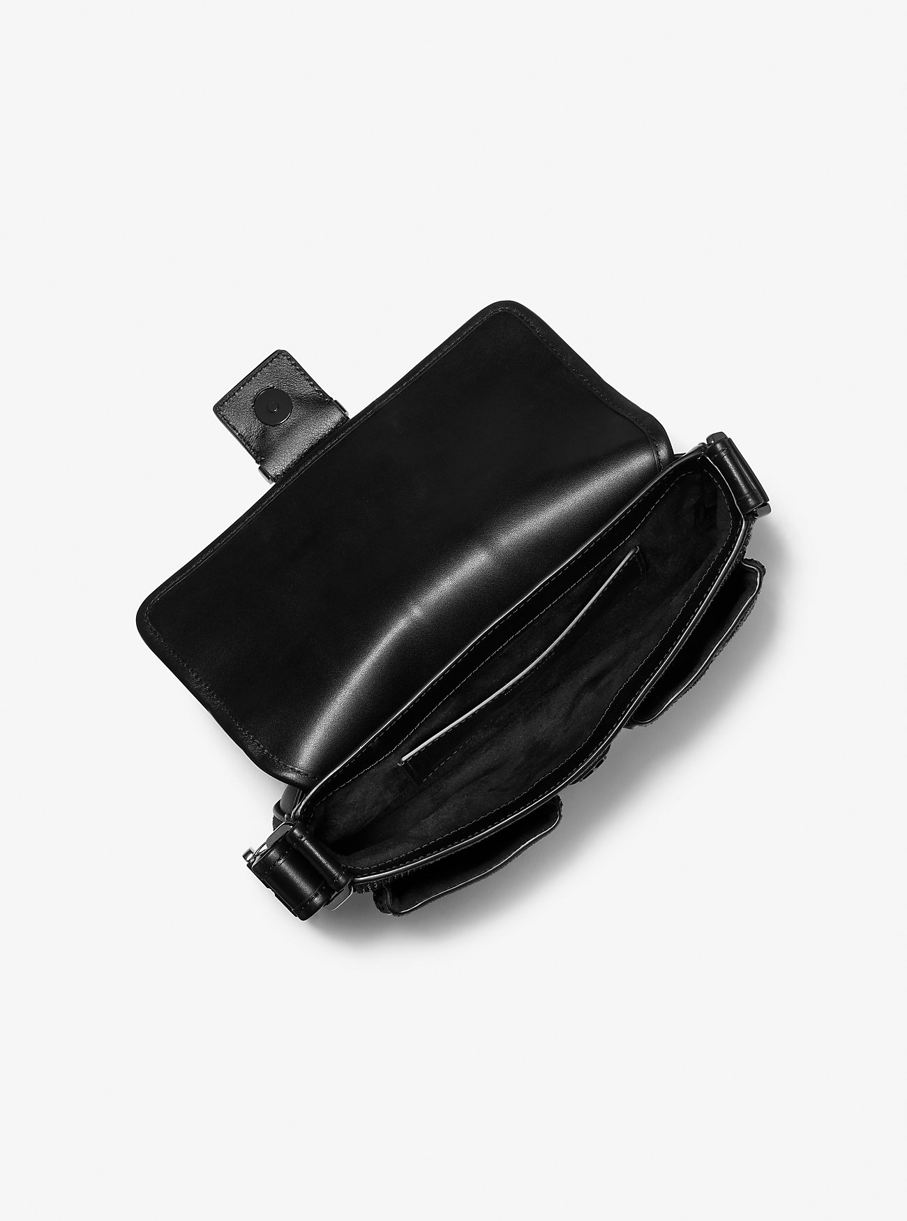 Colby Medium Embellished Suede Shoulder Bag - BLACK