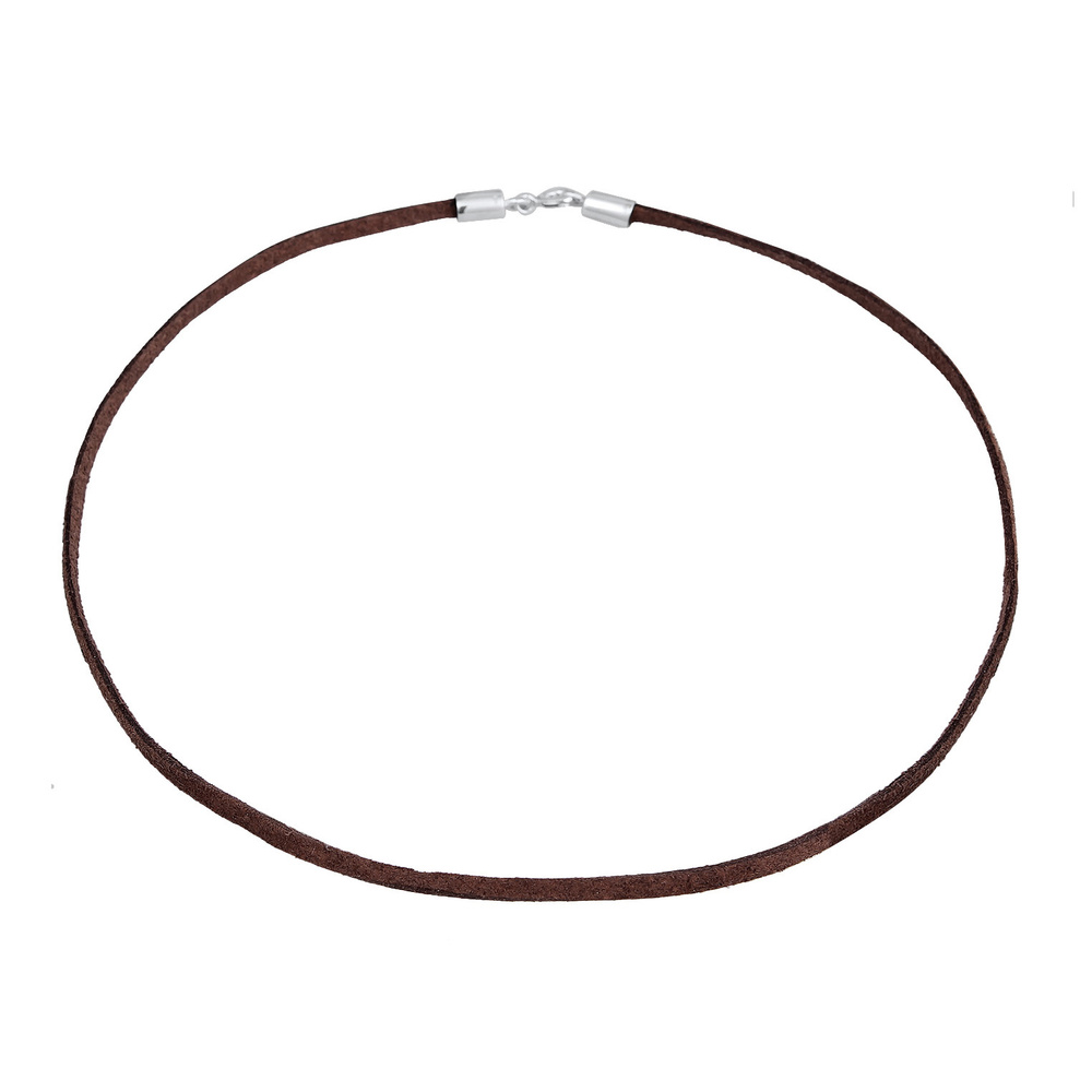 Elli Elli Collier Femmes choker basique en similicuir brun en argent sterling 925 collier