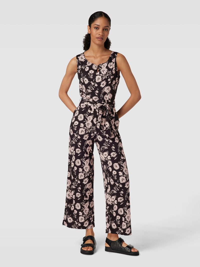 Jumpsuit mit floralem Allover-Muster in schwarz