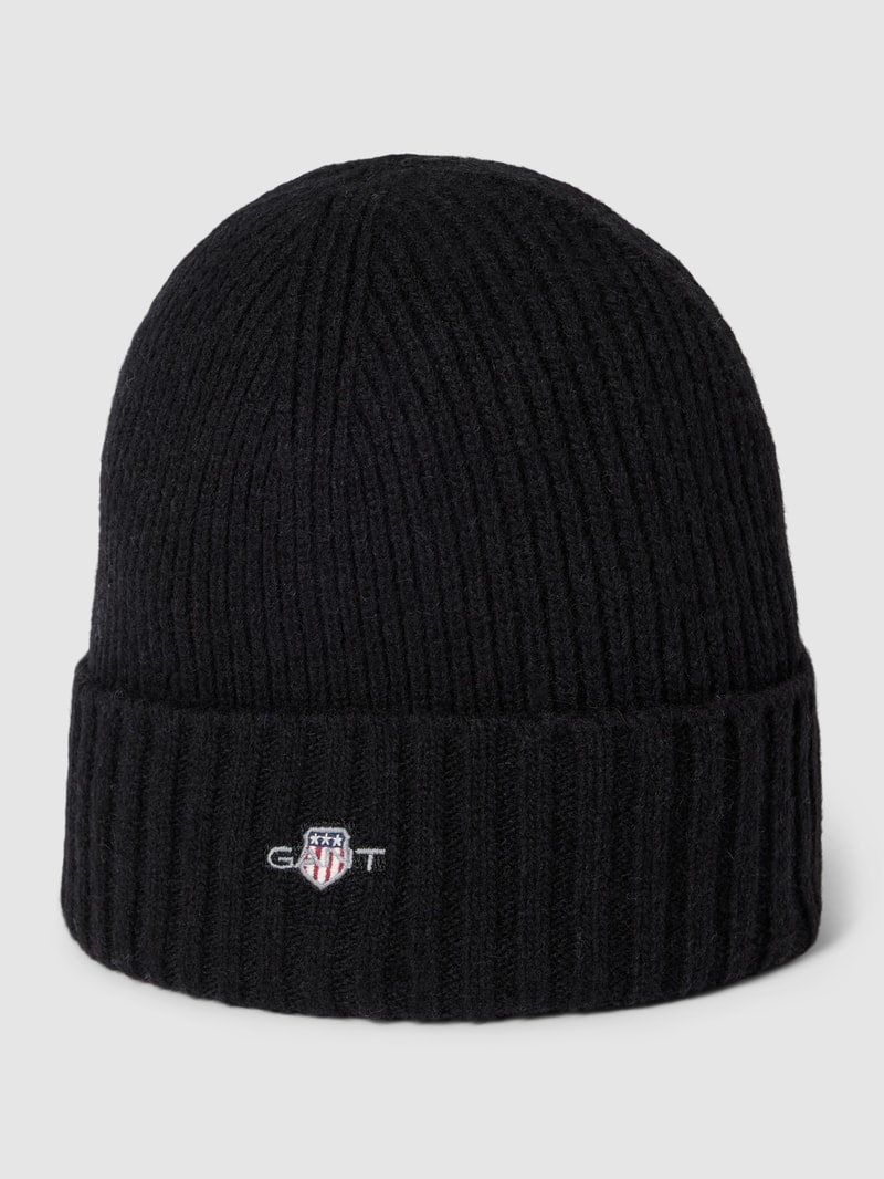 Beanie in Strick-Optik in schwarz