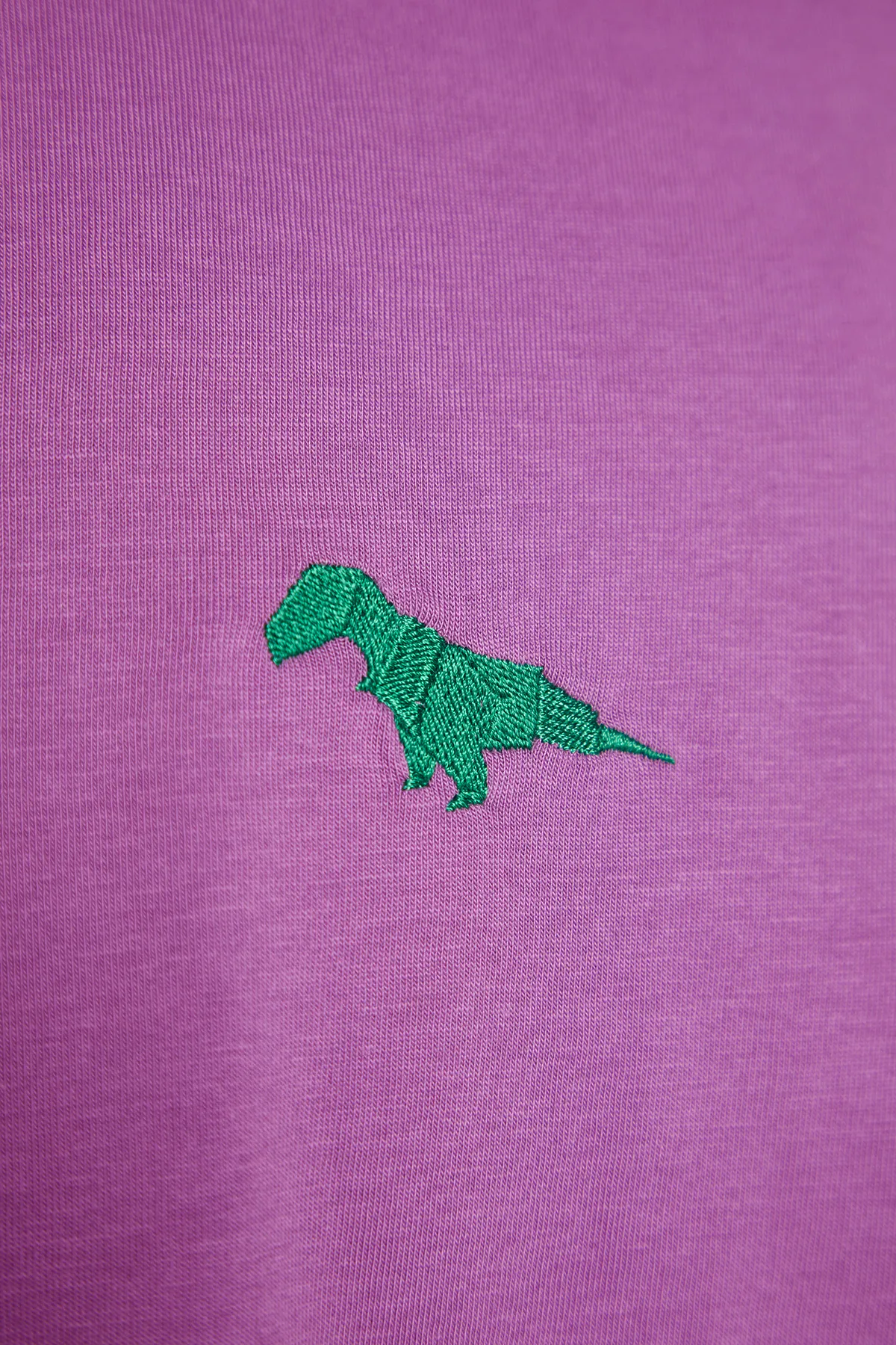 Trendyol Collection  Pflaumenfarbenes, übergroßes/weit geschnittenes T-Shirt mit Dinosaurier-Stickerei, kurzärmlig, 100 % Baumwolle TMNSS23TS00243