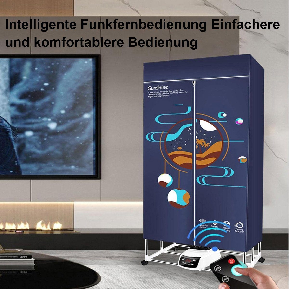 Yoyaxi Elektrischer Wäschetrockner Warmluft-Wäschetrockner für Wohnungen, Wohnmobile, Wäscherei, Leiser Betrieb, 3-Gang-Temperatureinstellung, Haushaltswäschetrockner