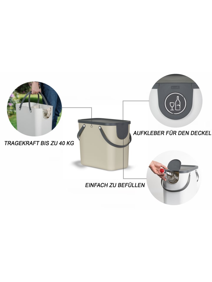 Rotho Albula Mülltrennungssystem 25l für die Küche in Cappuccino günstig kaufen onesize