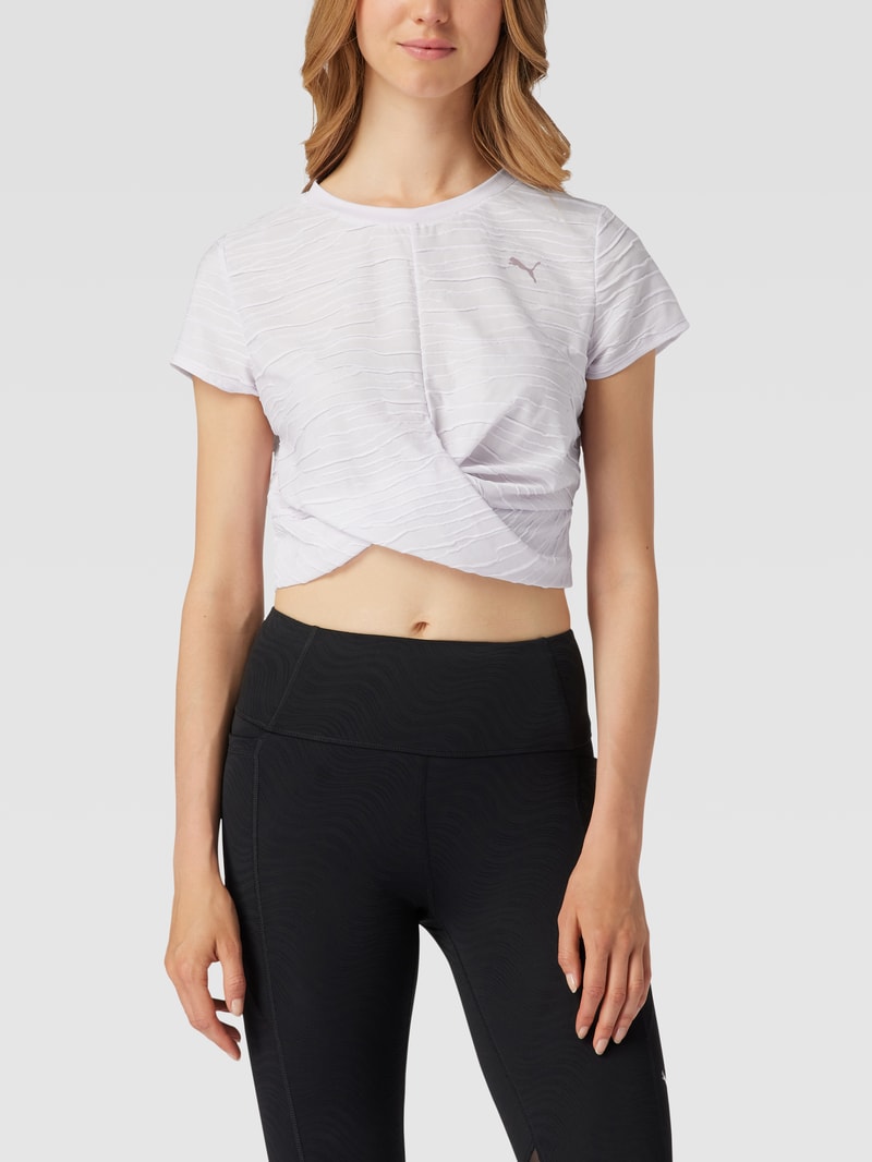 Cropped T-Shirt mit Strukturmuster in flieder