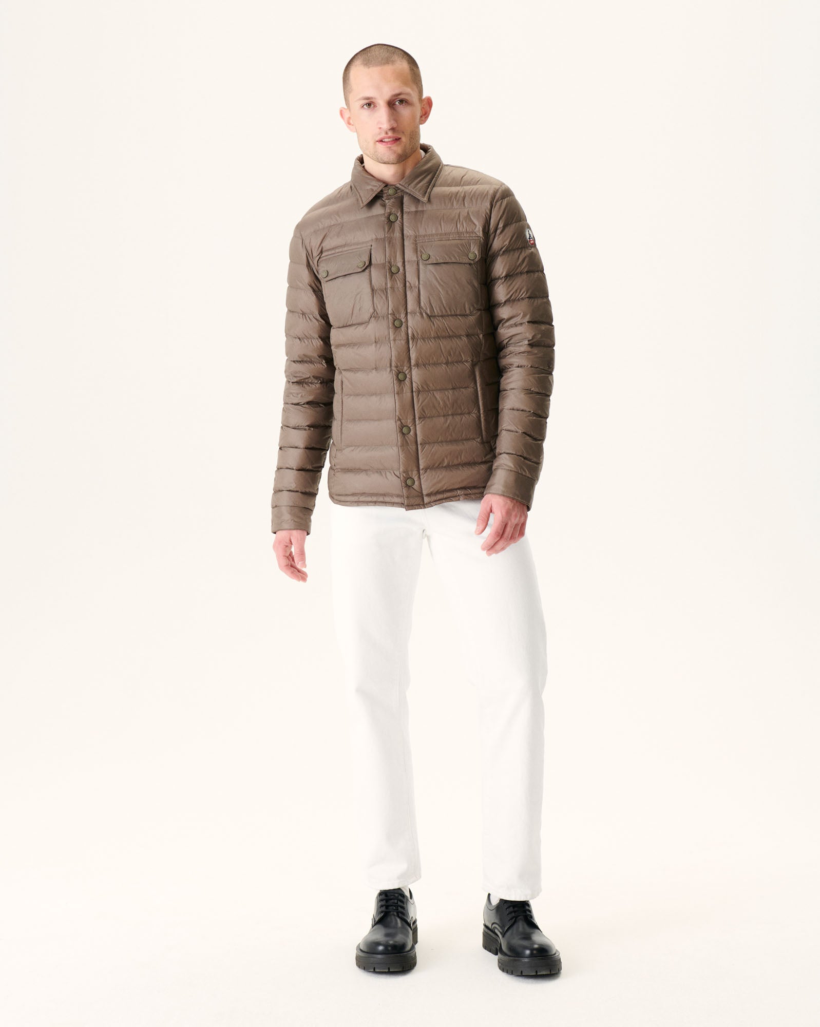 Doudoune légère col chemise Taupe Cris