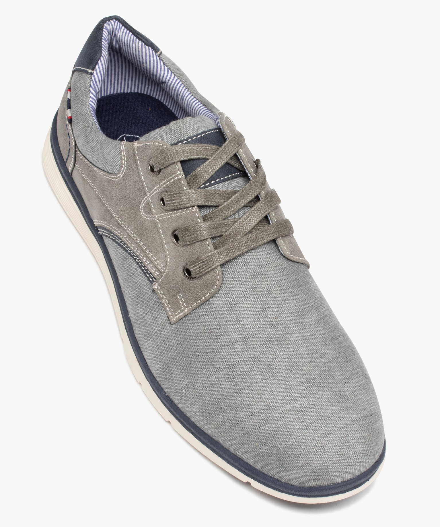 Derbies homme dessus toile style sportswear gris | GEMO