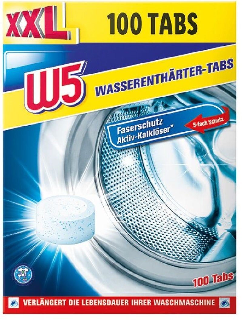 W5 100x Entkalker Tabs für Waschmaschine, Wasserkocher, Spülmaschine Entkalker (für MIELE, BEKO, Siemens, Haier, Bauknecht, AEG, Bosch, Samsung, Midea, [100-St. Hoover, Gorenje, Privileg, LG, Candy, Comfee, Hisense Entkalkungstabletten für alle Marke