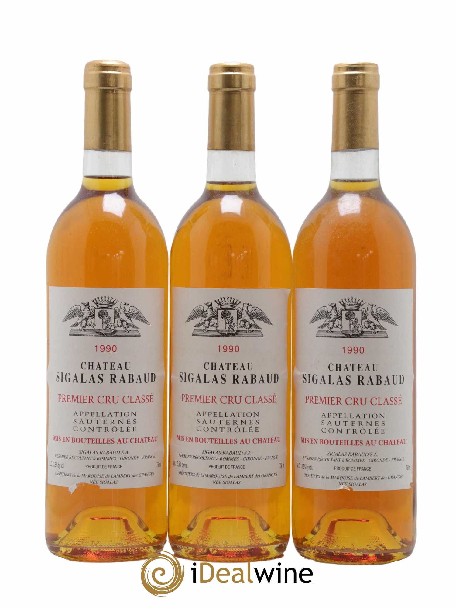 Château Sigalas Rabaud 1er Grand Cru Classé  1990 - Lot de 12 Bouteilles