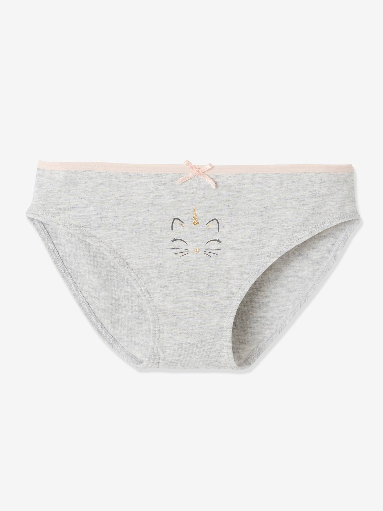 Lot de 3 culottes fille chats et licorne rose poudré