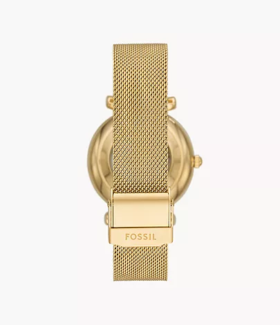 Fossil Uhr Carlie Automatikwerk Milanaise Edelstahl goldfarben