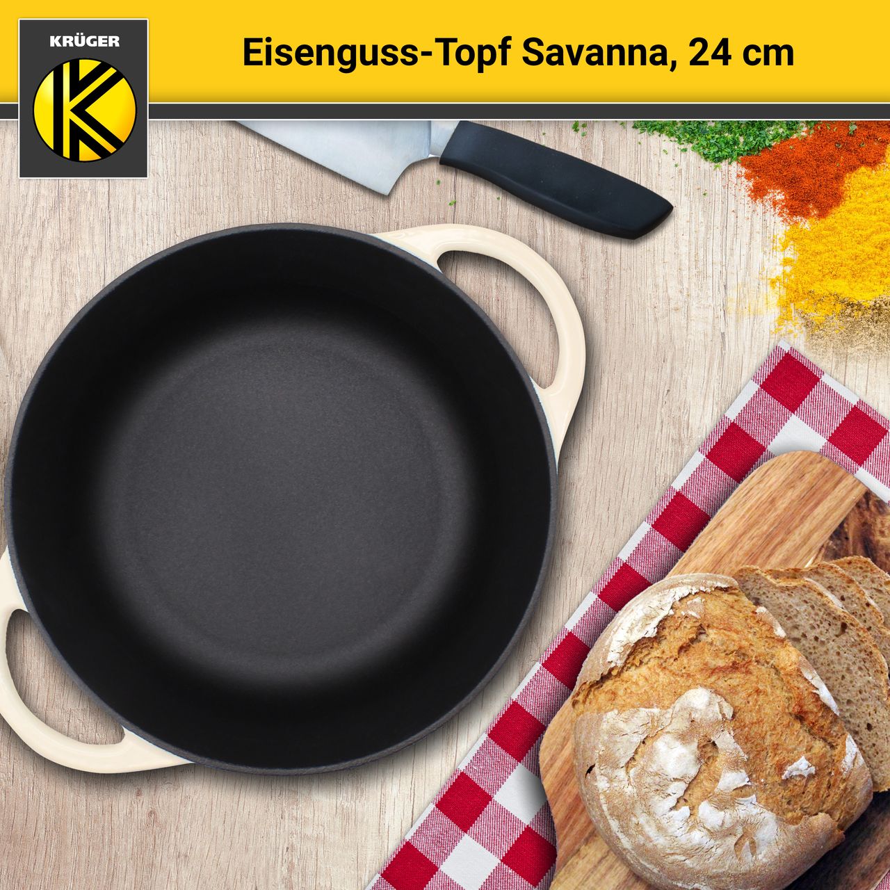 Karl Krüger Eisenguss Fleischtopf SAVANNA, 24 cm
