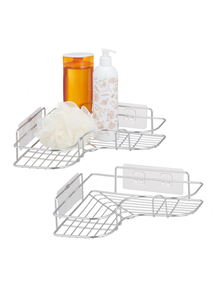 relaxdays 2 x Duschablage in Silber günstig kaufen onesize