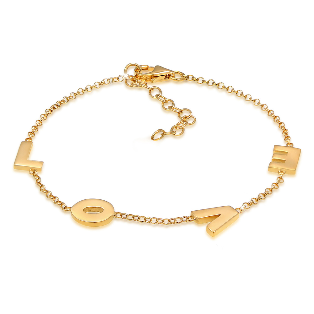 Elli Elli Bracelet Love Amour Libellé Réglable Bracelet Femme - (925/1000) Argent Bracelet