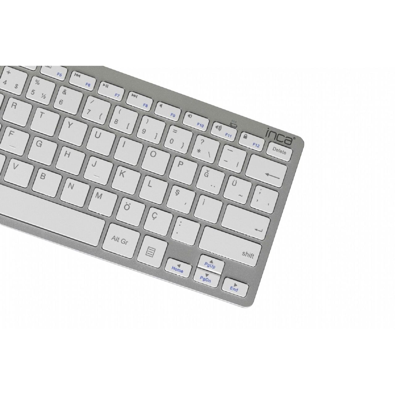 Inca Wireless/kabellose Tastatur IBK-569BT Ultradünn, 10 M Reichweite Silber