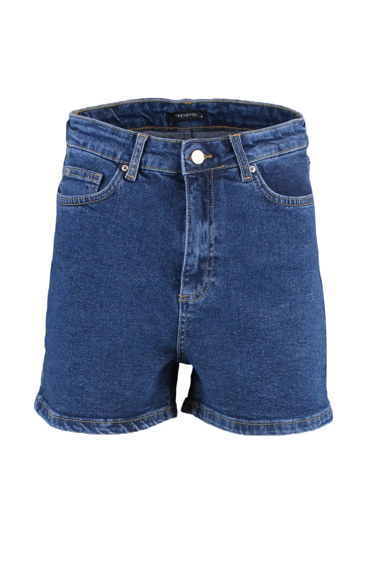 Trendyol Collection  Indigo Mom Jeansshorts mit hoher Taille TWOSS20SR0210
