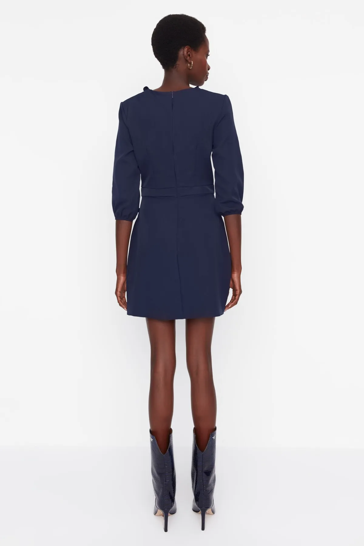 Trendyol Collection  Marineblaues Super-Mini-Webkleid TWOAW23EL00604