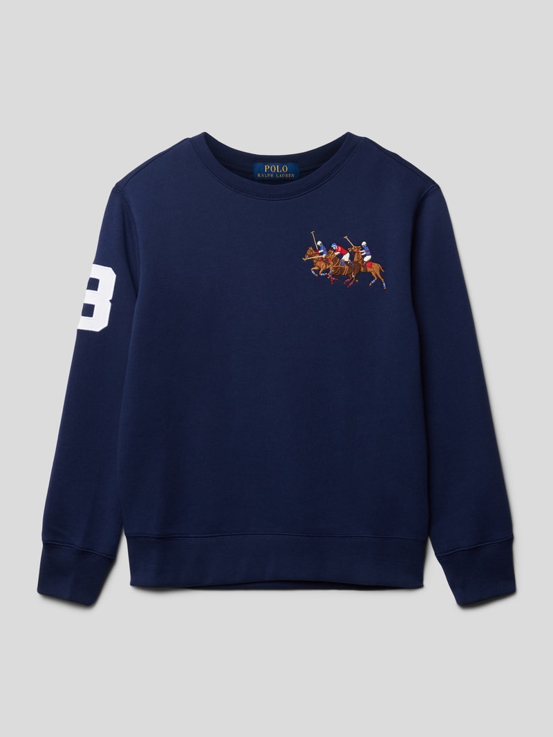 Sweatshirt mit Motiv-Stitching in marineblau