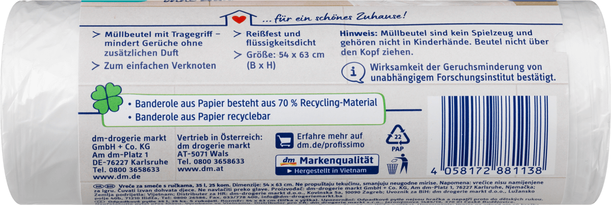 Müllbeutel 35 l mit Tragegriff Frischezauber, 25 St