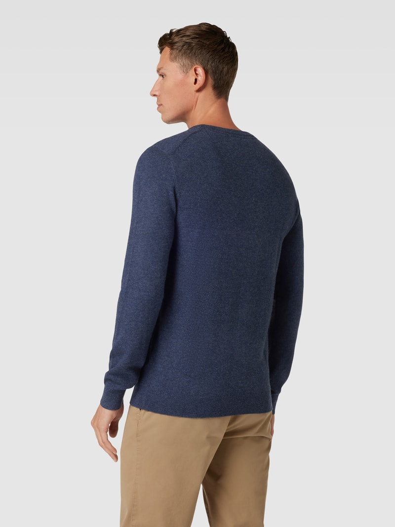 Strickpullover in melierter Optik in marineblau meliert