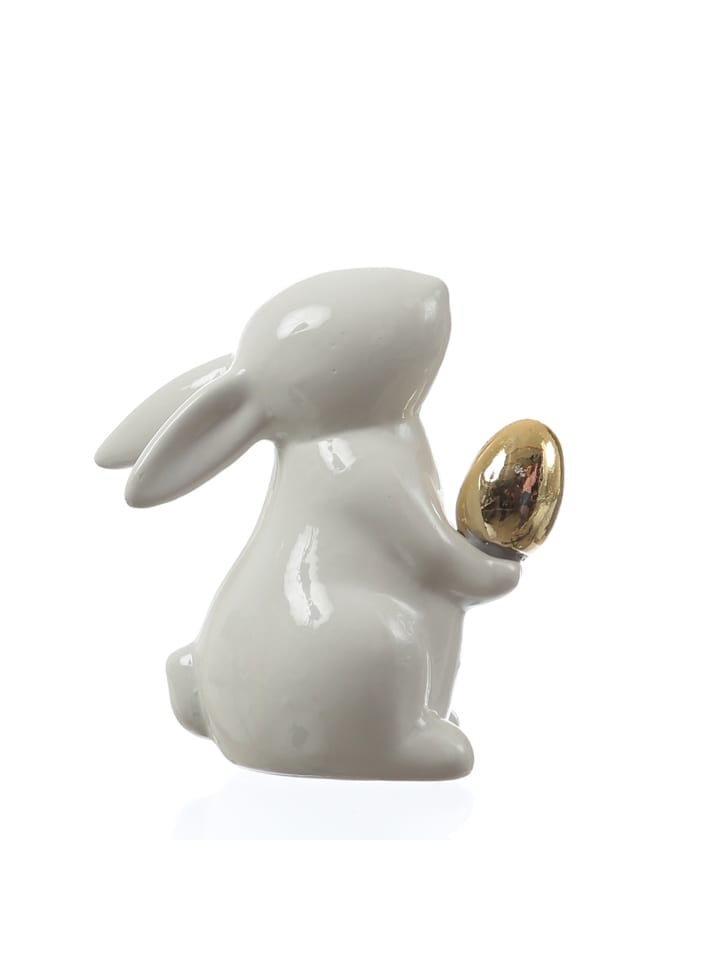 MARELIDA Hase mit goldenem Ei Osterhase Osterdeko Dekofigur H: 9,5cm in weiß günstig kaufen onesize