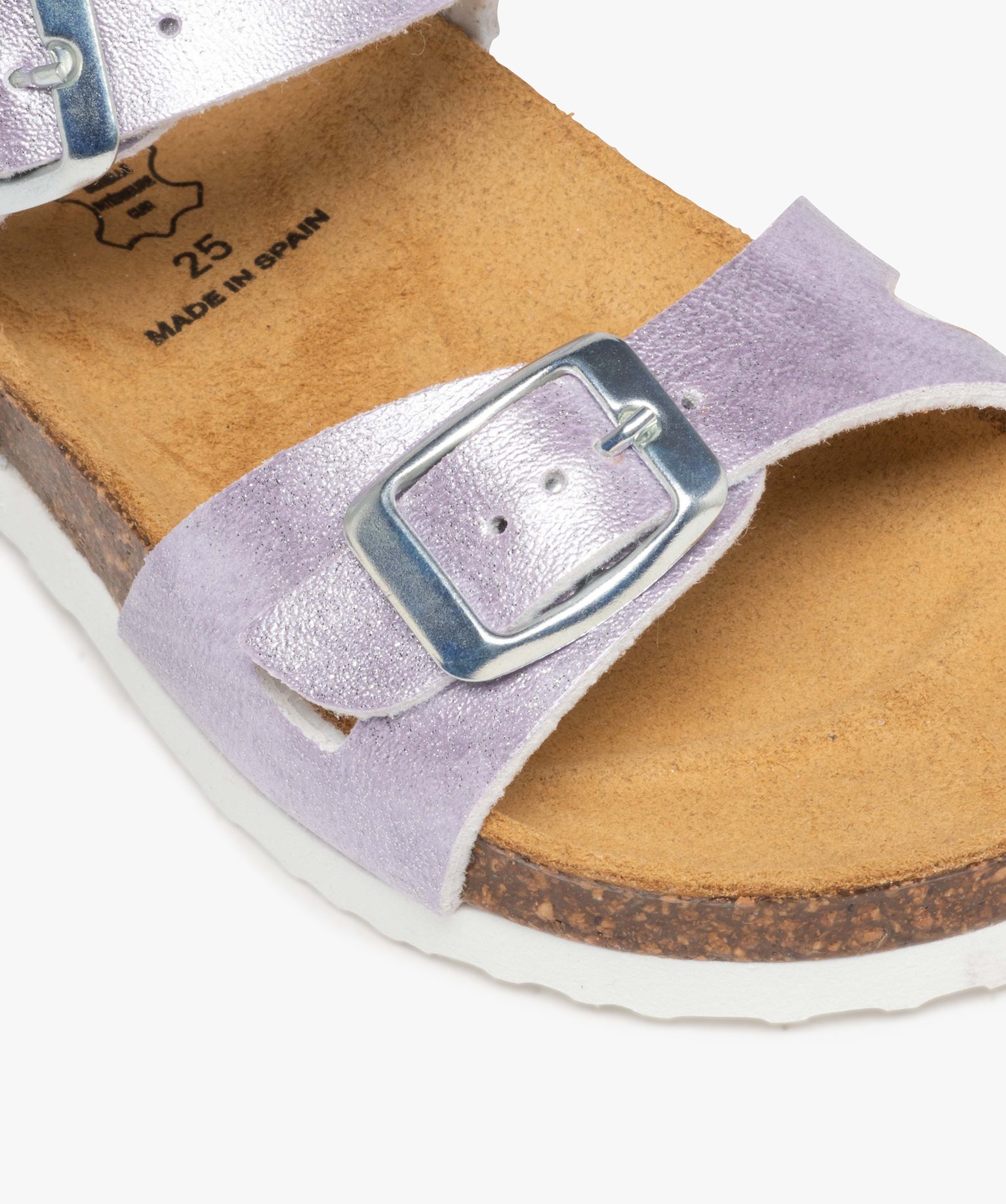 Sandales fille à brides métallisées et semelle liège violet clair | GEMO
