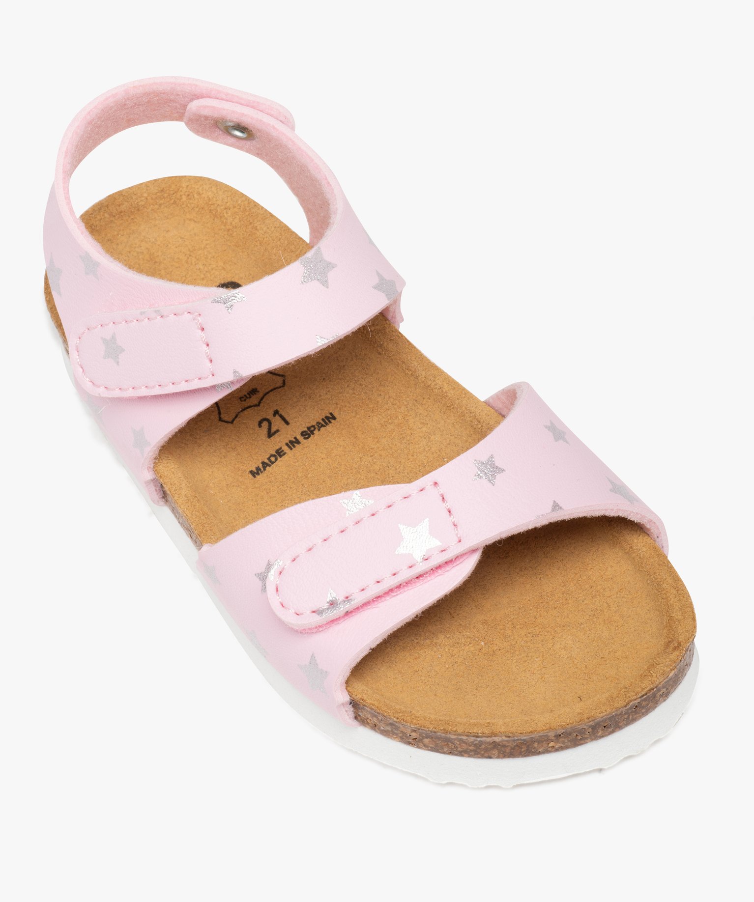 Sandales bébé fille à semelle liège et brides imprimées rose | GEMO
