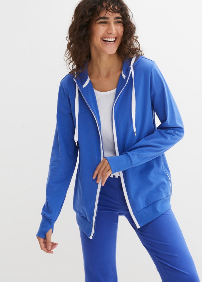 Stretch-Sweatjacke mit Baumwolle