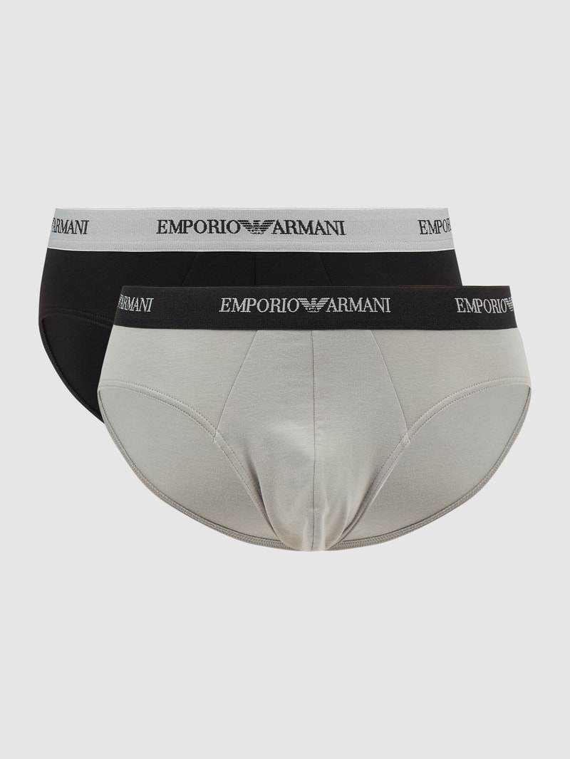 Slip mit Stretch-Anteil im 2er-Pack in schwarz