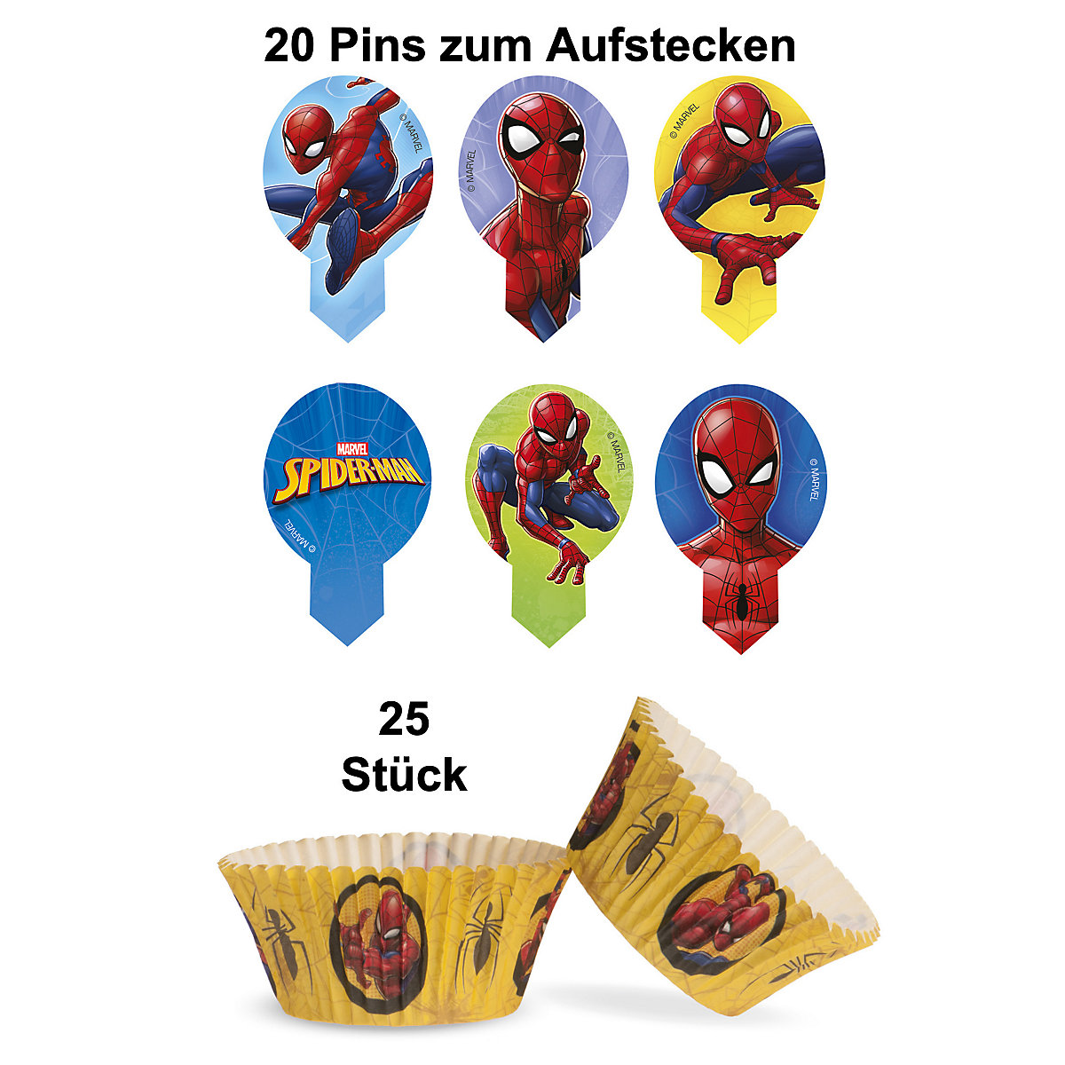 2er Set Spiderman Essbare Einstecker + Muffinschalen