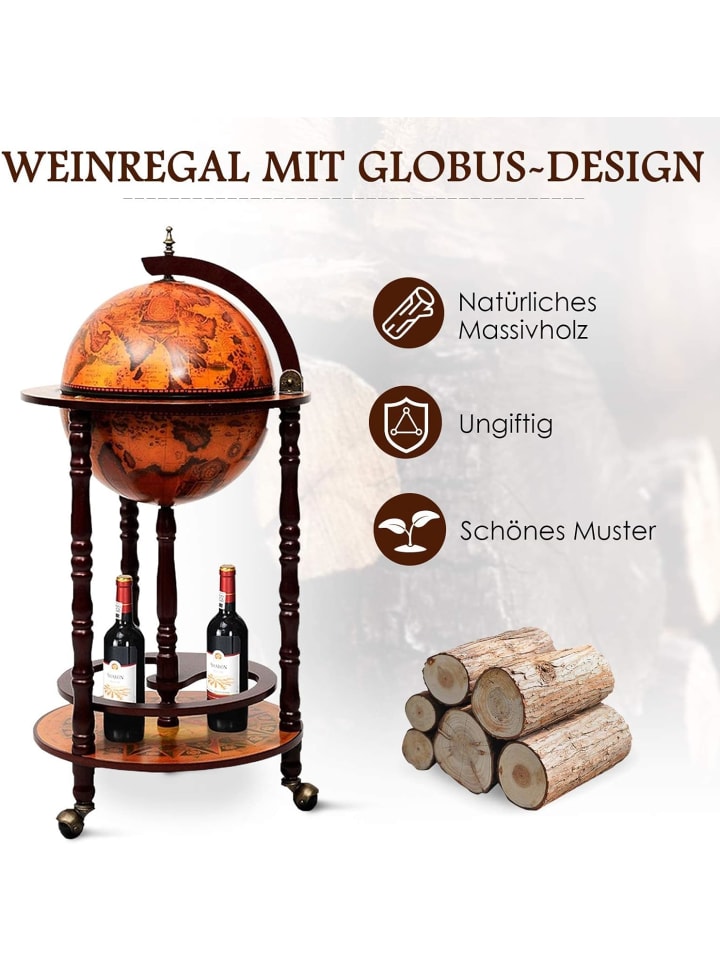 COSTWAY Globus Bar Barwagen in Braun günstig kaufen onesize
