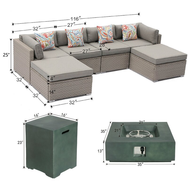 Cajuste Wicker/Rattan 6 - Person Seating Group with Cushions