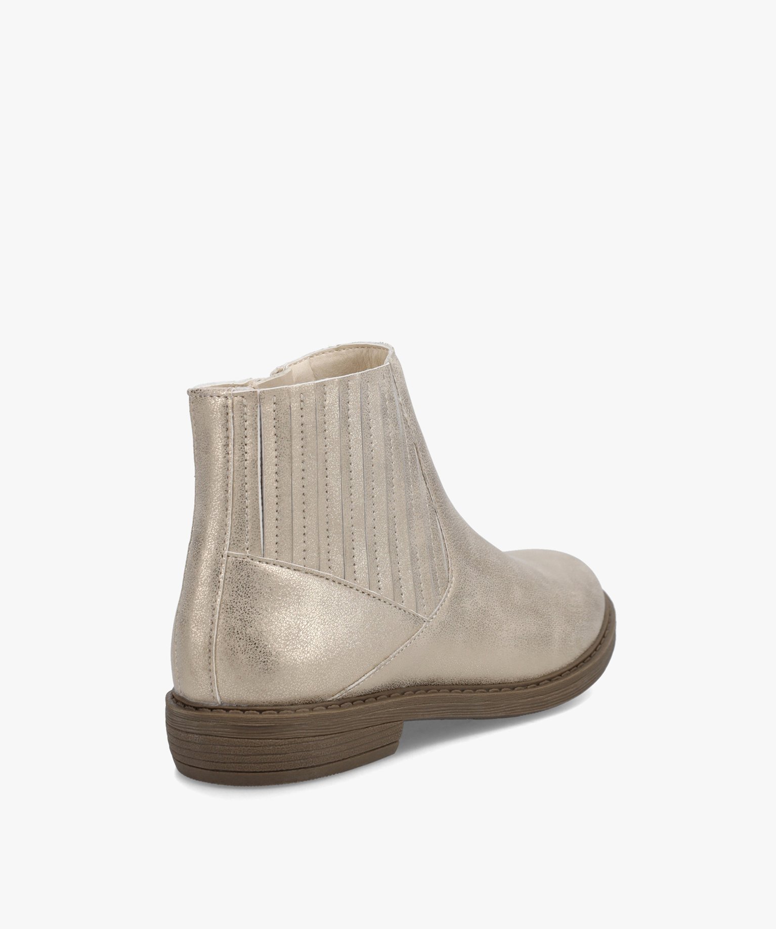 Boots filles à talon plat dessus uni métallisé or | GEMO