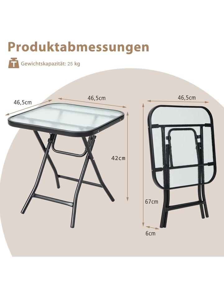 COSTWAY Bistrotisch quadratisch klappbar in Schwarz günstig kaufen onesize