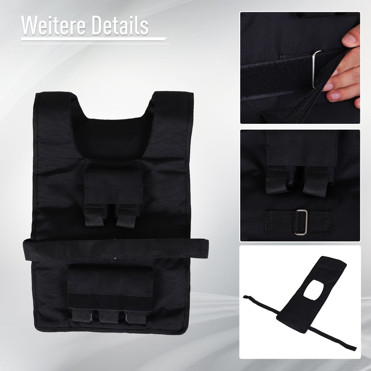 HOMCOM 30 kg Trainingsweste Gewichtsweste Verstellbar Krafttraining Fitness Oxford Eisen Schwarz 36 x 52 cm