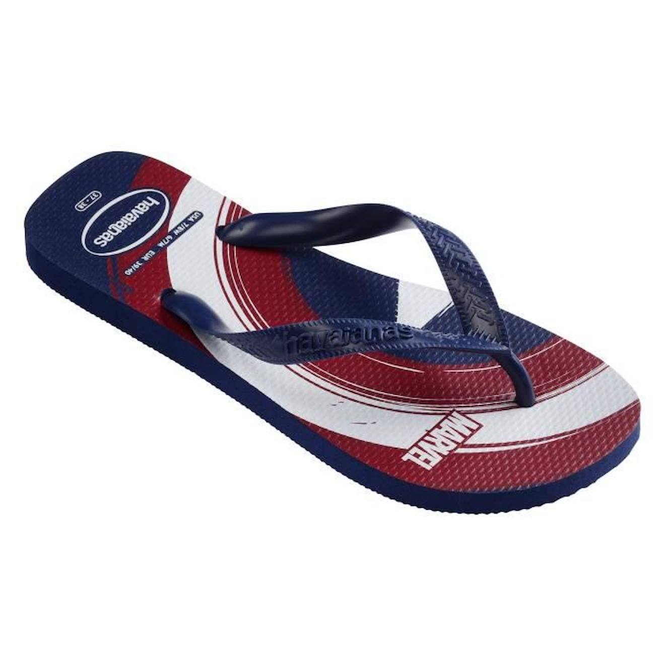 Tong à Enfiler Enfant Havaianas Top Marvel Logomania blanc